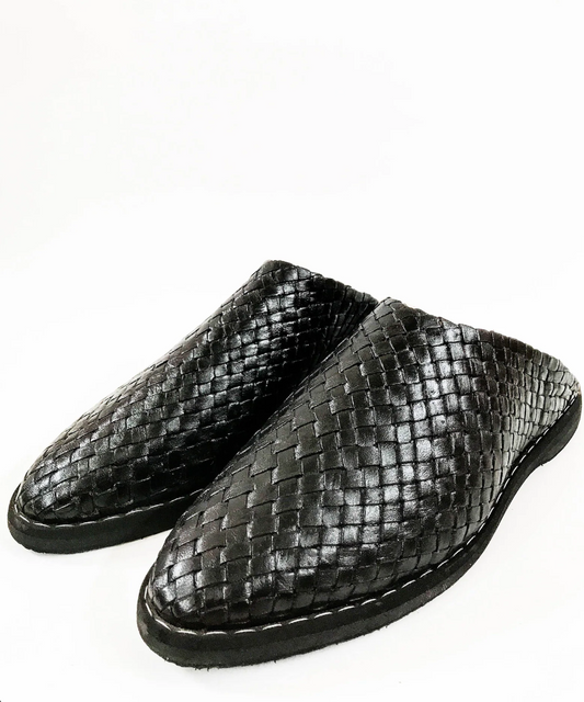 Black Comfortable Babouche Moroccan Handmade Slippers, Men Leather Babouche, Moroccan Shoes, Natural leather Brown,berber slippers