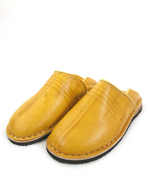 Yellow Comfortable Babouche Moroccan Handmade Slippers, Men Leather Babouche, Moroccan Shoes, leather Yellow,berber slippers