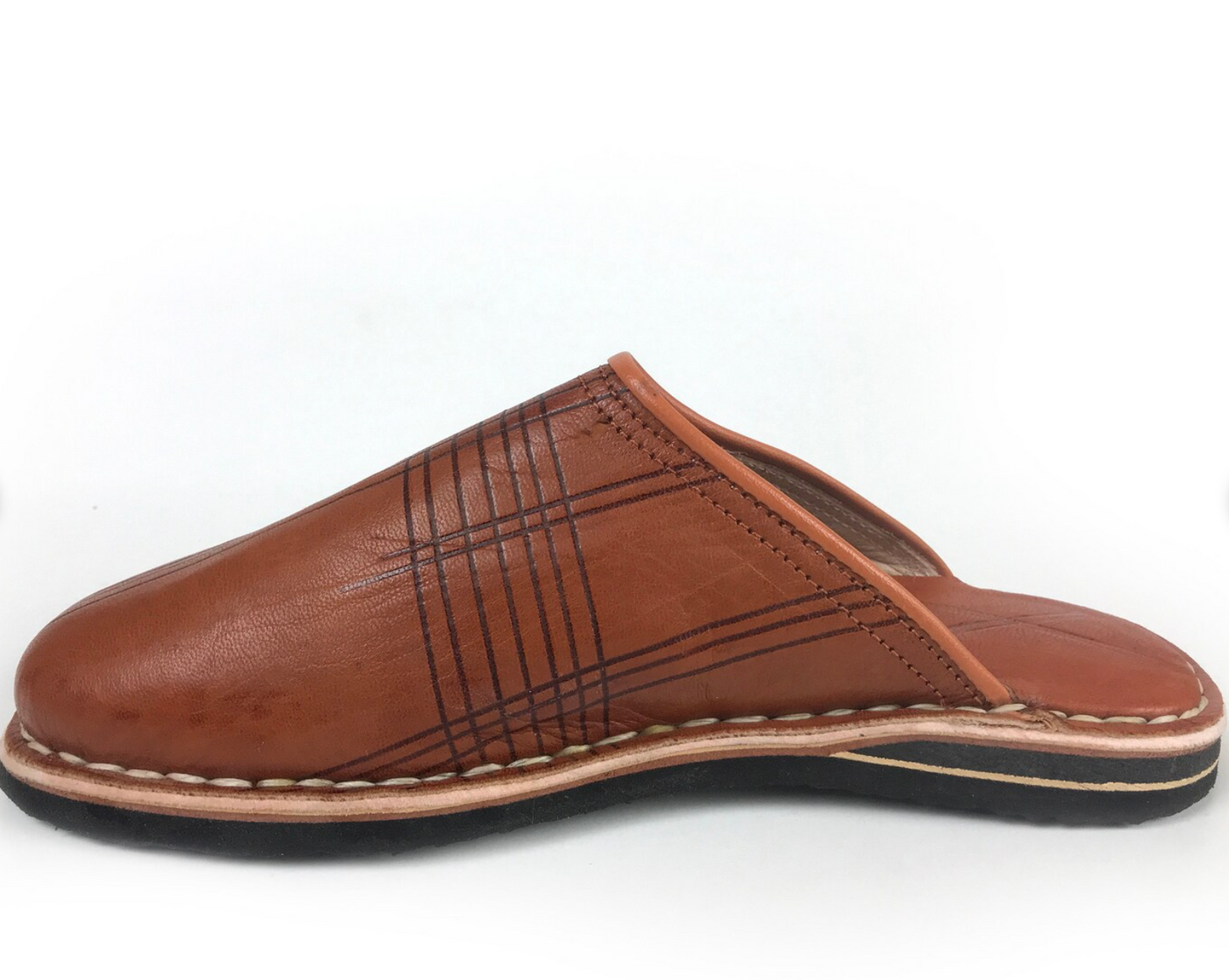 Brown Comfortable Sabot Moroccan Handmade Slippers, Men Leather Babouche, Moroccan Shoes, Natural leather Blue, Men slippers