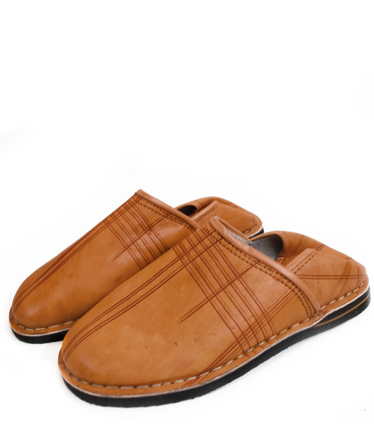 Brown Comfortable Babouche Moroccan Handmade Slippers, Men Leather Babouche, Moroccan Shoes, Natural leather Blue, Men slippers