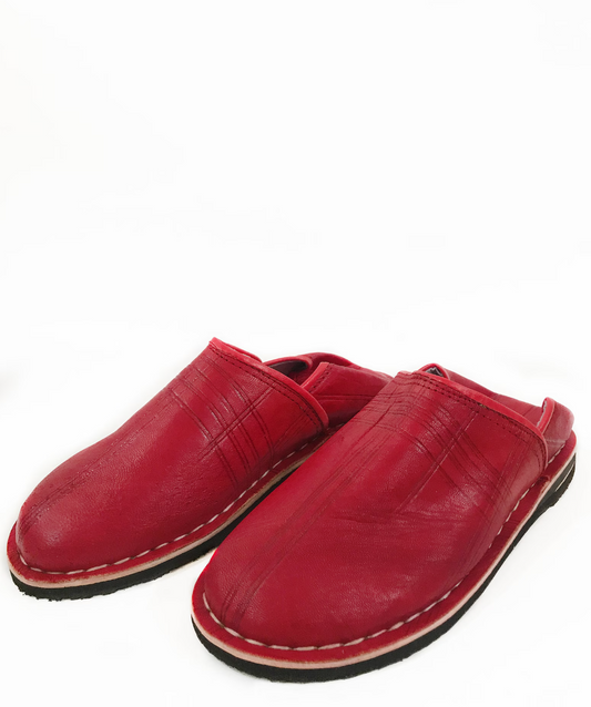 Red Comfortable Babouche Moroccan Handmade Slippers, Men Leather Babouche, Moroccan Shoes, leather Red ,berber slippers
